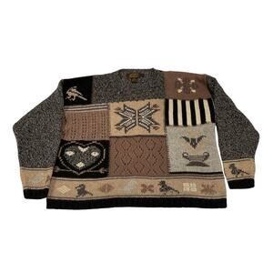 Vintage Eddie Bauer Women's Snowflake Holiday Sweater Size L Wool Office Party